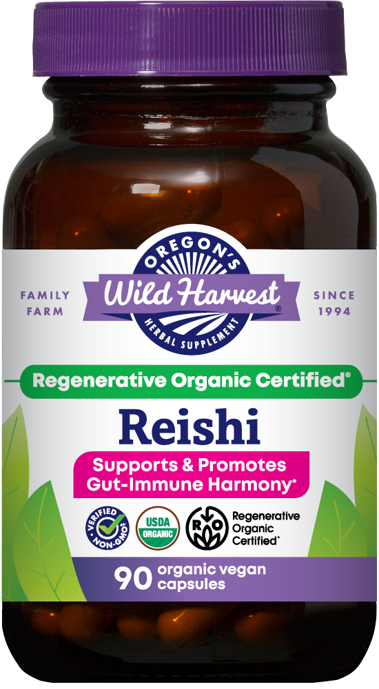 Oregon's Wild Harvest Reishi Regenerative Organic 90 Capsules front