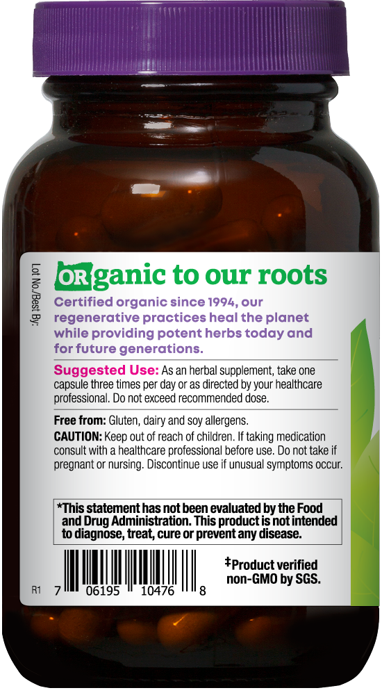 Oregon's Wild Harvest Reishi Regenerative Organic 90 Capsules left side