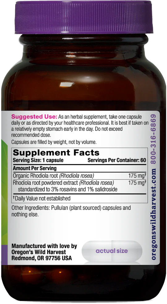 Oregon's Wild Harvest Rhodiola 60 Capsules