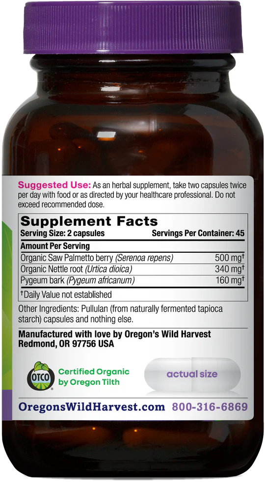 Oregon's Wild Harvest Saw Palmetto Pygeum 90 Capsules