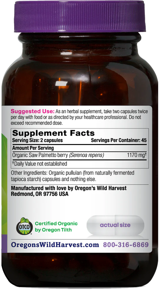 Oregon's Wild Harvest Saw Palmetto 90 Capsules