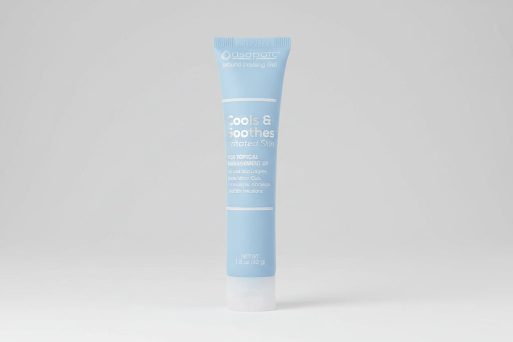 Tube of Asapacet wound dressing gel on a white background