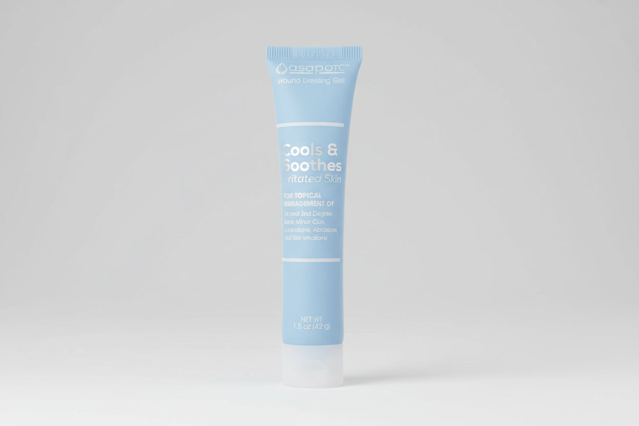 Tube of Asapacet wound dressing gel on a white background