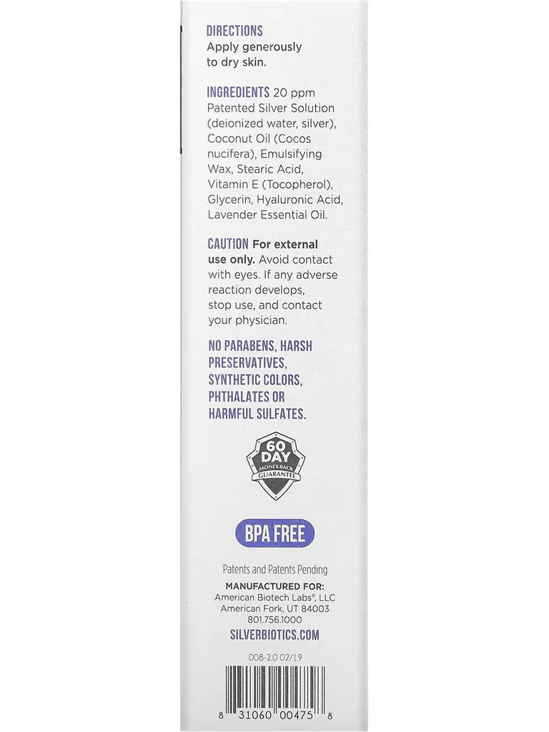 Back label of a skincare product with text and branding on a white background
