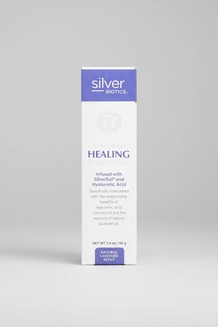 Silver Biotics skincare product packaging on a white background