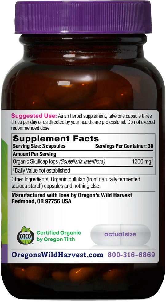Oregon's Wild Harvest Skullcap 90 Caps | Scutellaria Lateriflora