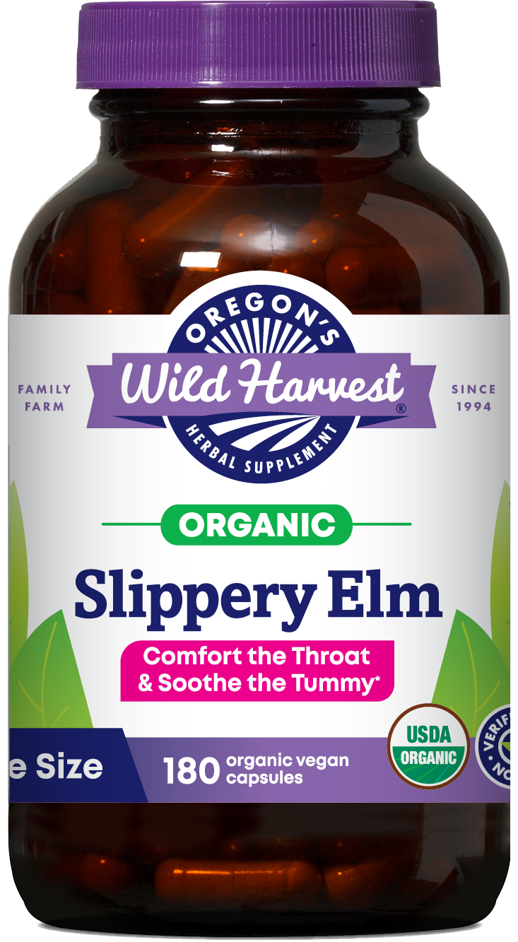 Oregon's Wild Harvest Slippery Elm Organic 180 Capsules front