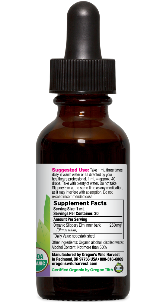 Oregon's Wild Harvest Slippery Elm Organic Extract 1:4 1 fl oz right side