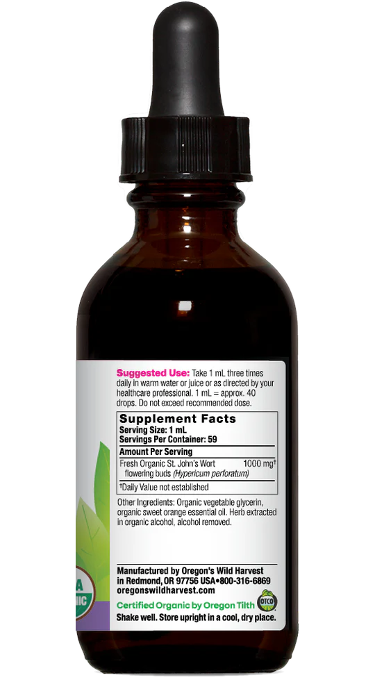 Oregon's Wild Harvest St. John's Wort Organic Alcohol-Free Extract 2 oz