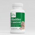 Bottle of Terry Naturally Bladder Control supplement for dogs on a green background