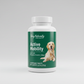 Bottle of Terry Naturally Active Mobility supplement for dogs on a gray background