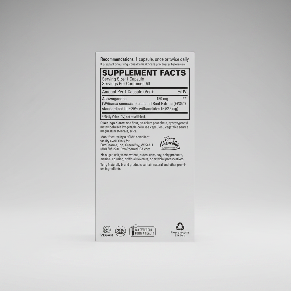 Supplement facts label on a gray background