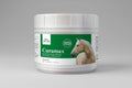 Jar of Curamax for horses with a green label and horse image on a white background
