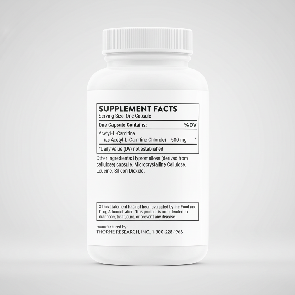Supplement bottle with label on a white background