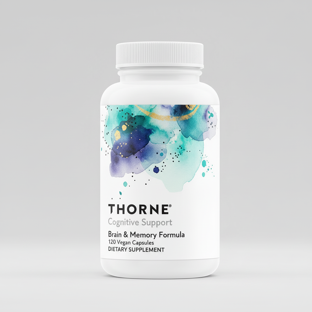 Thorne Advanced DHA dietary supplement bottle on a white background