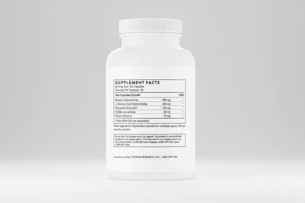 Supplement bottle with label on a white background