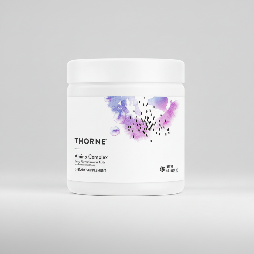 Thorne Amino Complex supplement container on a black background