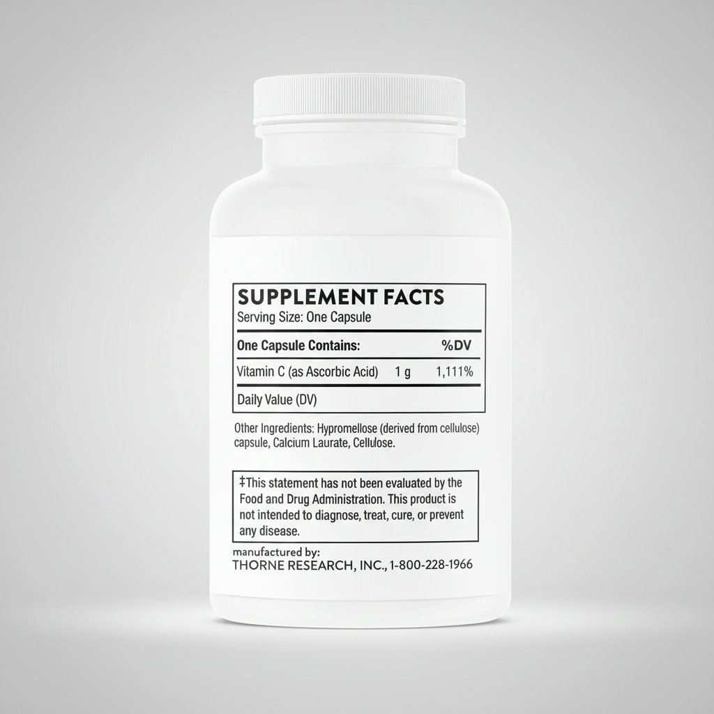 Supplement bottle with label on a white background