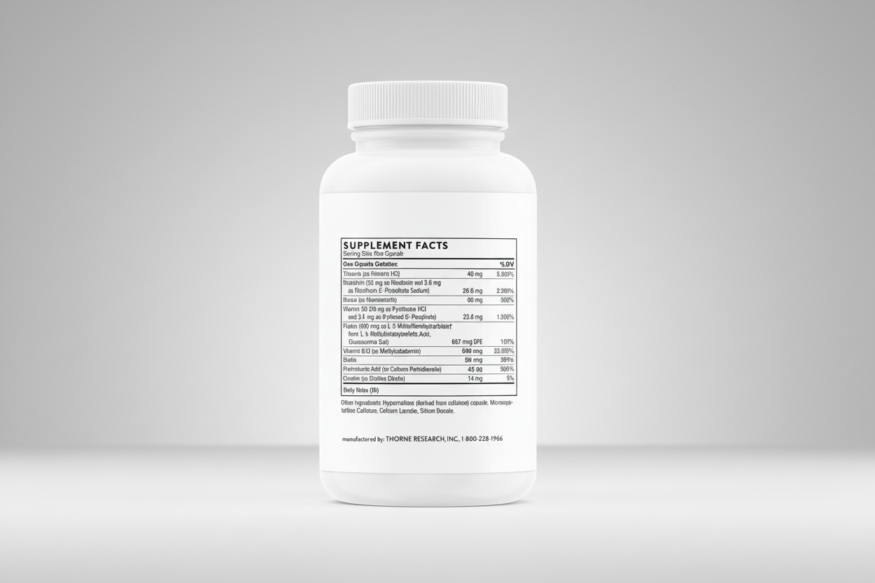 Supplement bottle with label on a white background