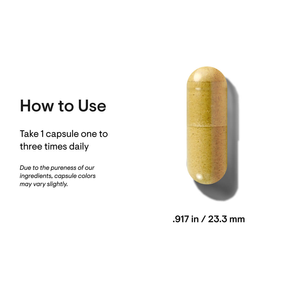 Yellow capsule pill with usage instructions on a white background