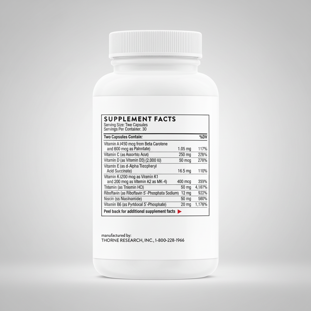 Supplement bottle with label on a white background