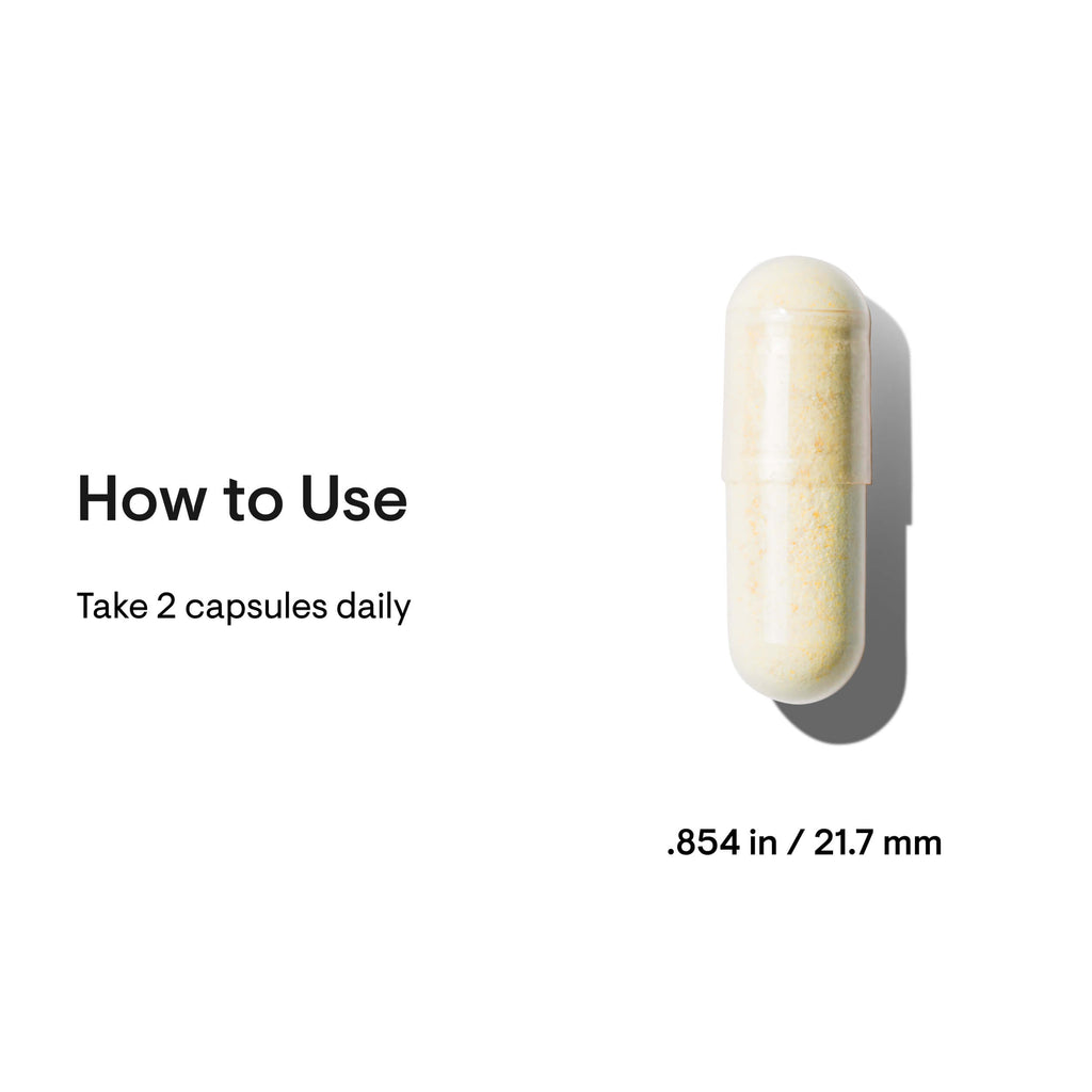 Capsule pill with measurement details on a white background
