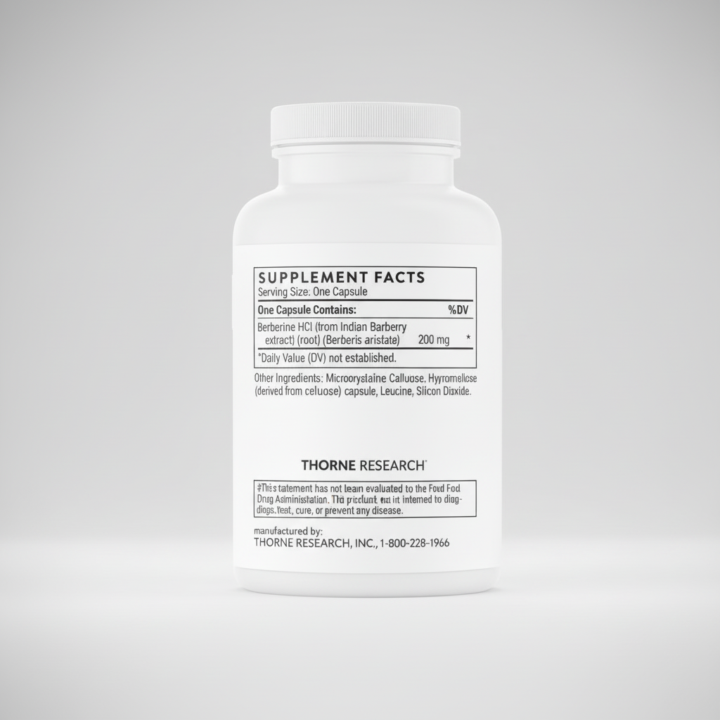 Supplement bottle with label on a white background