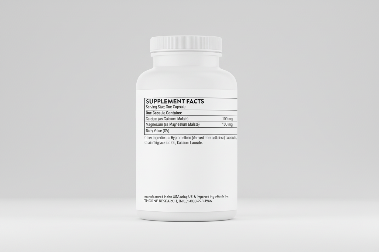 Supplement bottle with label on a white background