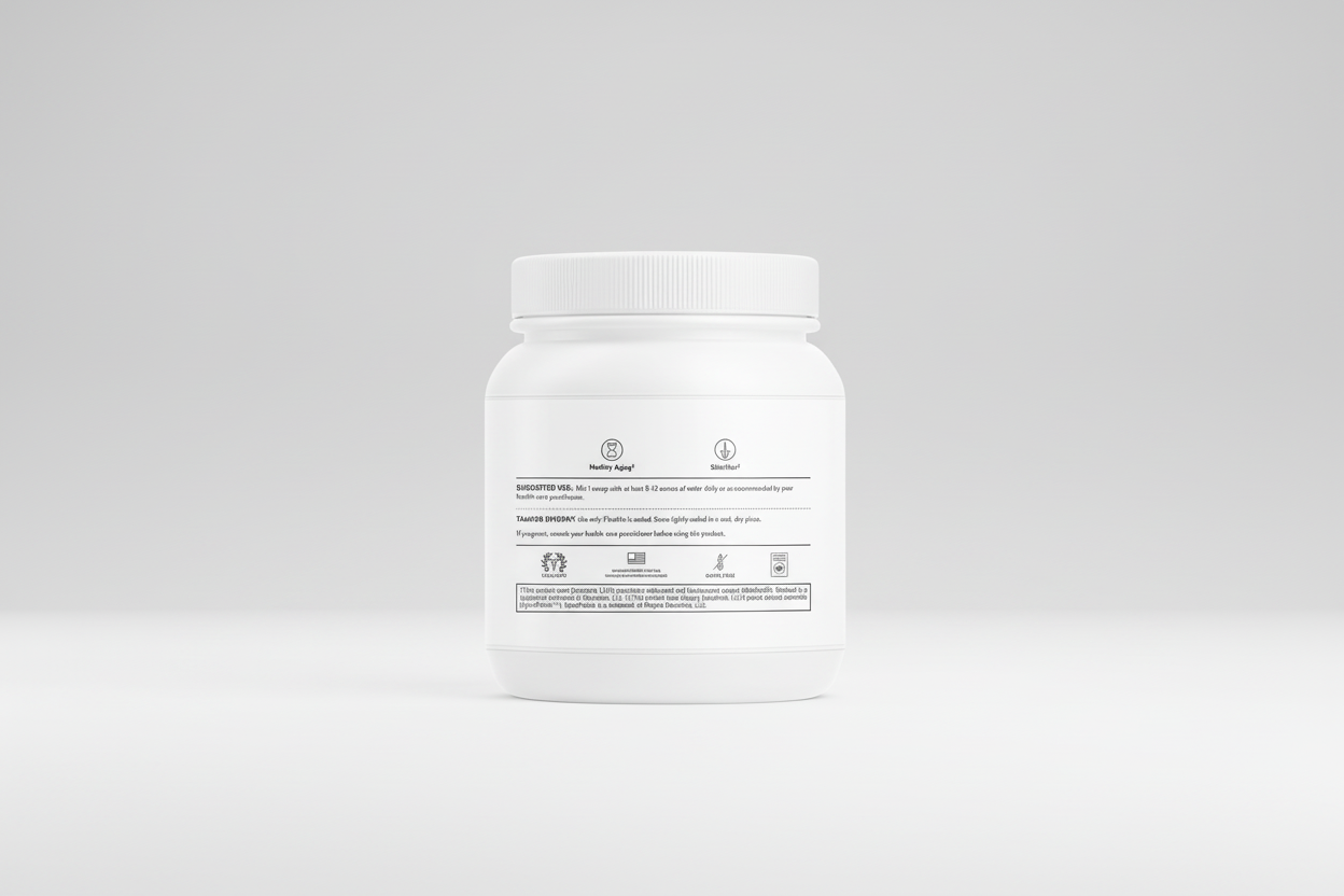 White container with label on a white background