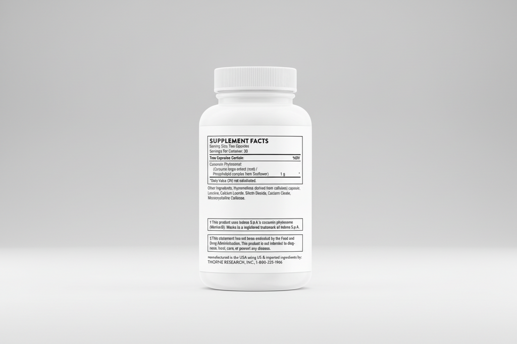 Supplement bottle with label on a white background