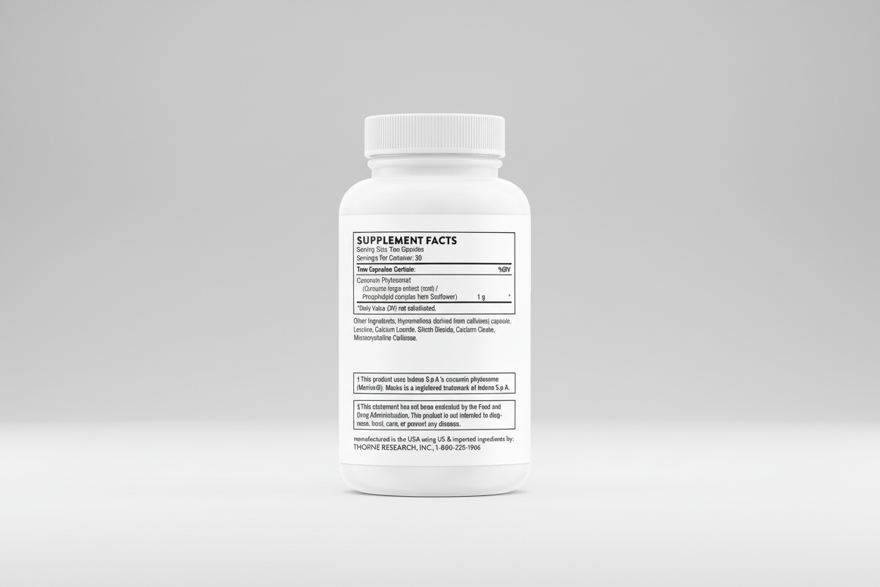 Supplement bottle with label on a white background