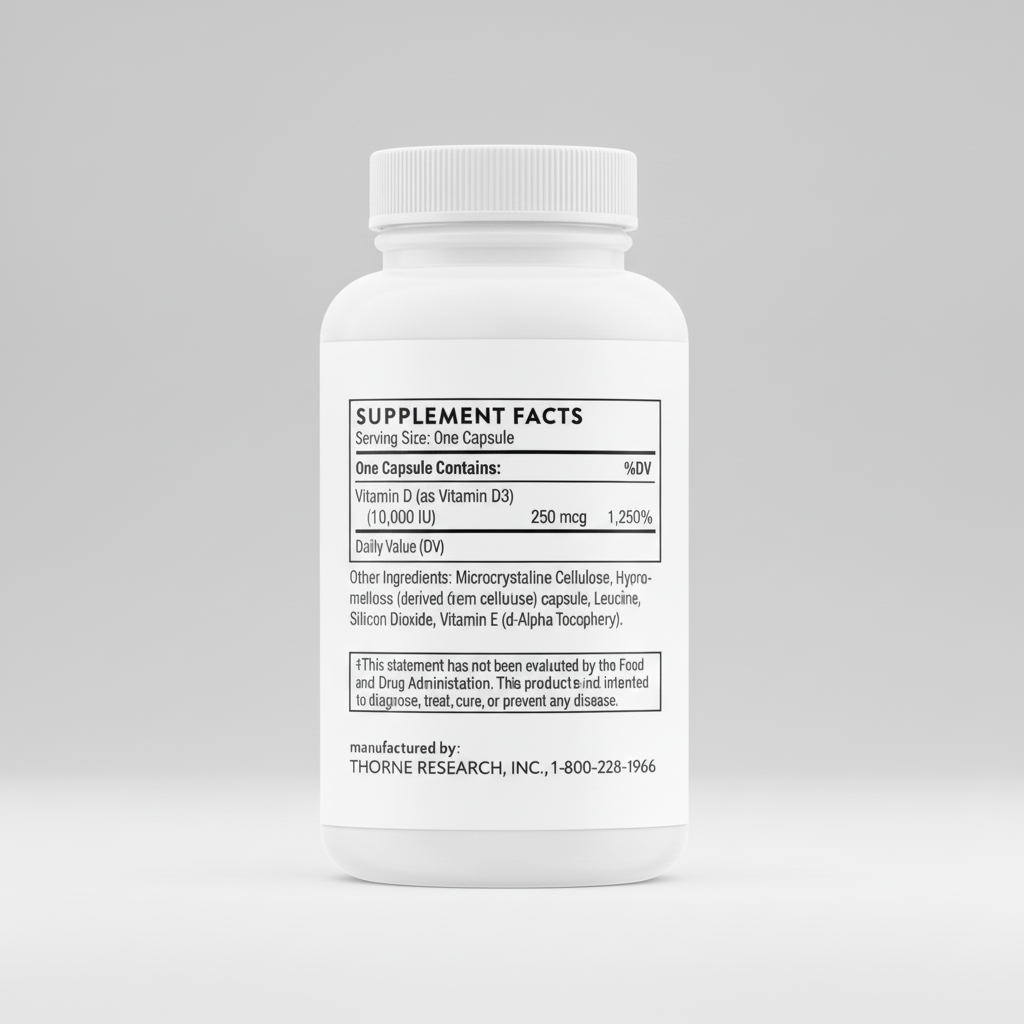 Supplement bottle with label on a white background