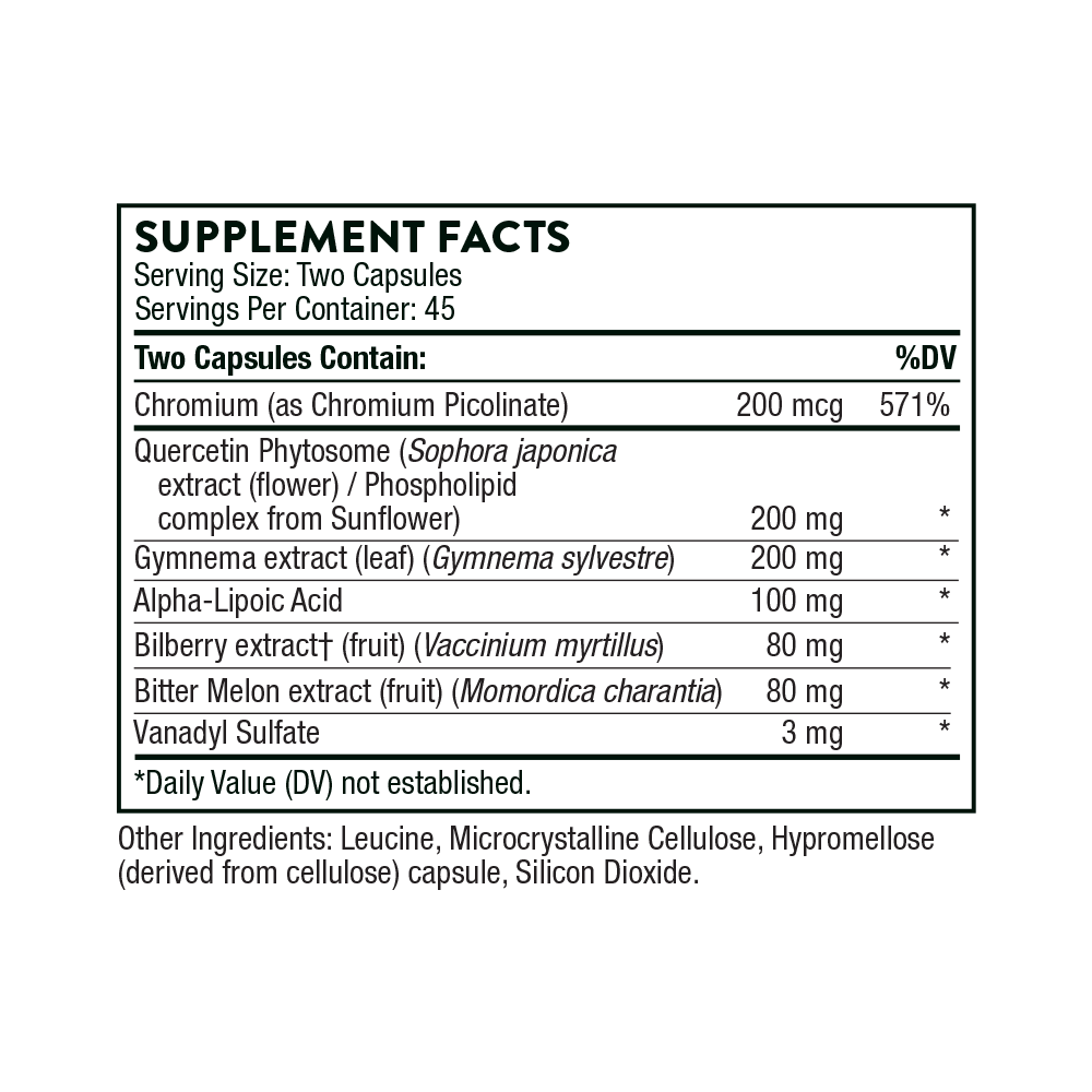 Supplement facts label with detailed nutritional information on a white background