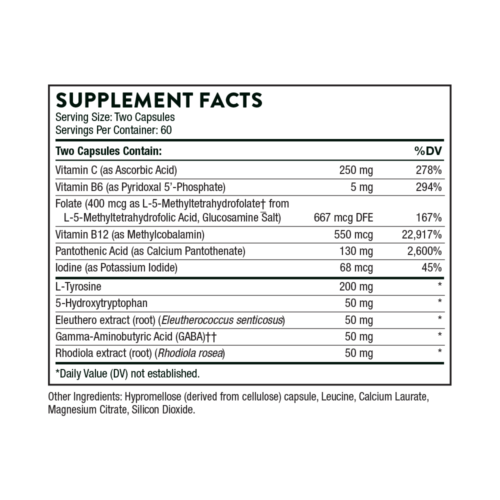 Supplement facts label with detailed nutritional information on a white background