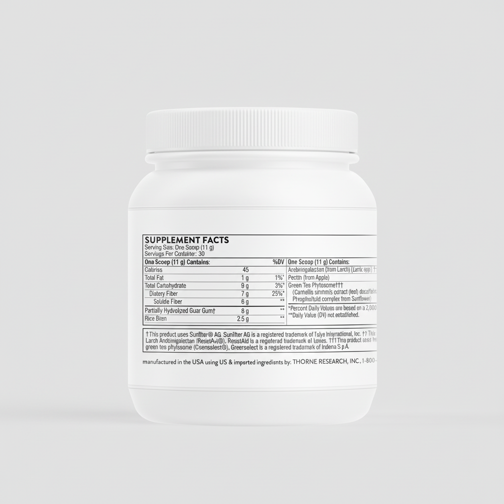 Supplement container with label on a white background