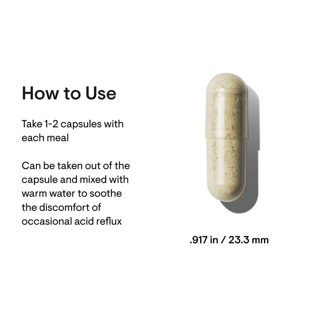 Capsule with usage instructions on a white background