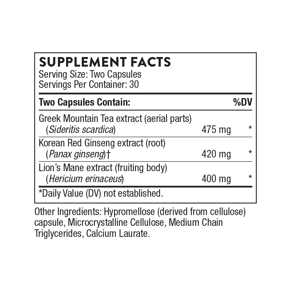 Supplement facts label with detailed ingredient information on a white background