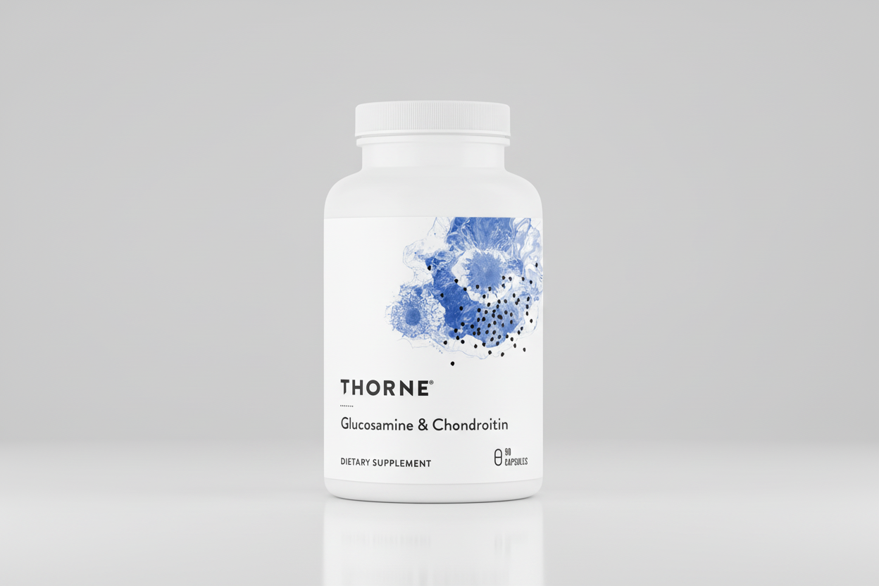 Thorne Glucosamine & Chondroitin dietary supplement bottle on a white background
