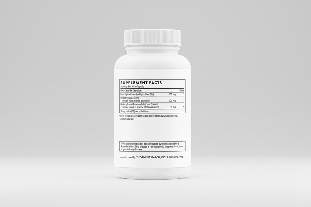 Supplement bottle with label on a white background