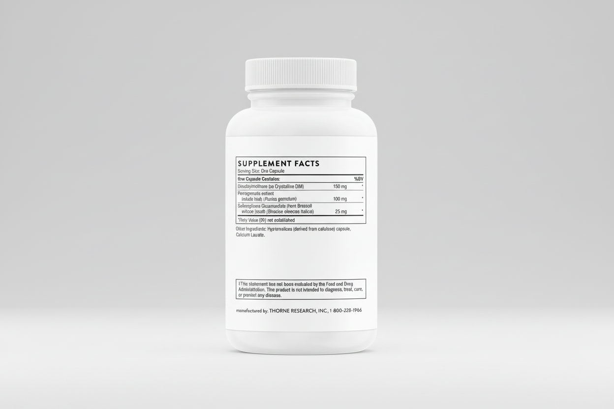 Supplement bottle with label on a white background