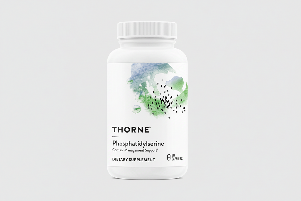 Thorne Phosphatidylserine dietary supplement bottle on a white background