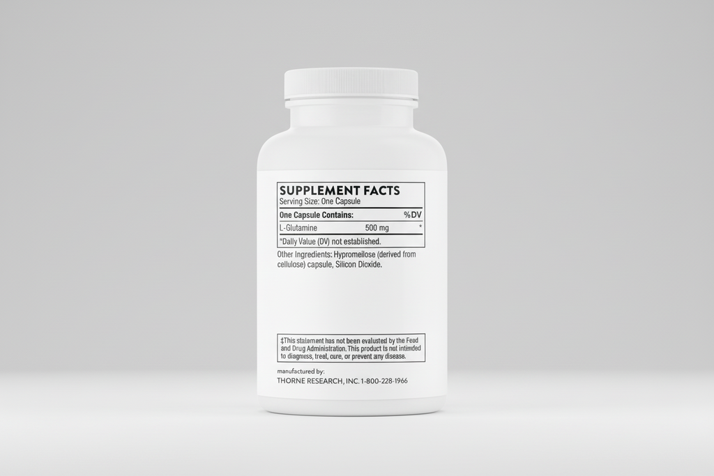 Supplement bottle with label on a white background