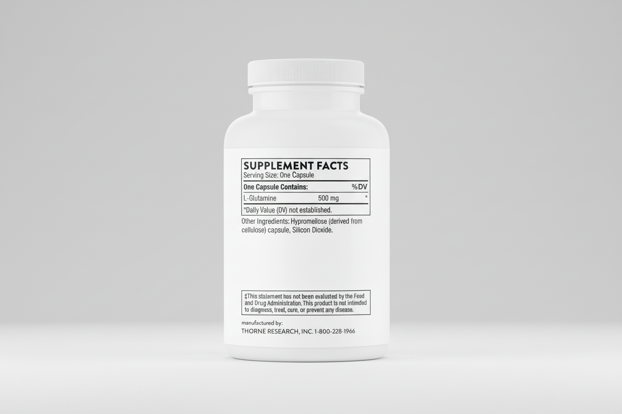 Supplement bottle with label on a white background