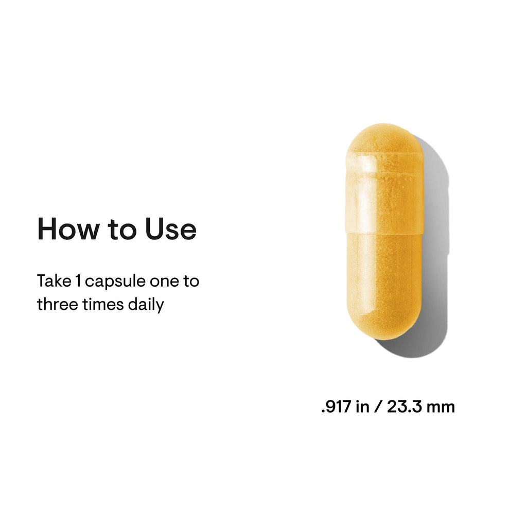 Yellow capsule with usage instructions on a white background