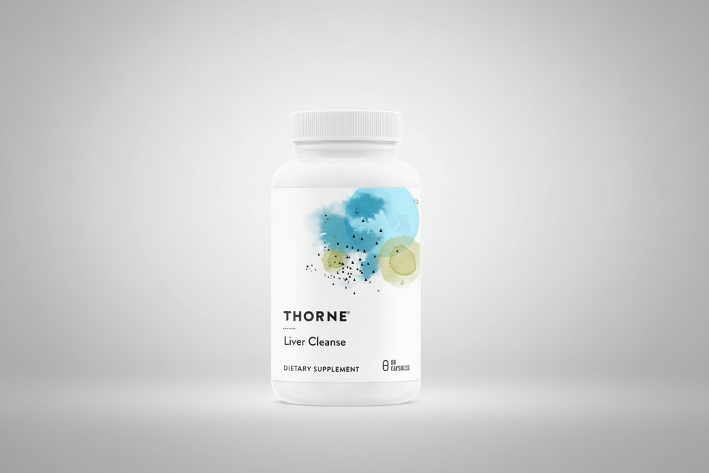 Thorne Liver Cleanse dietary supplement bottle on a white background