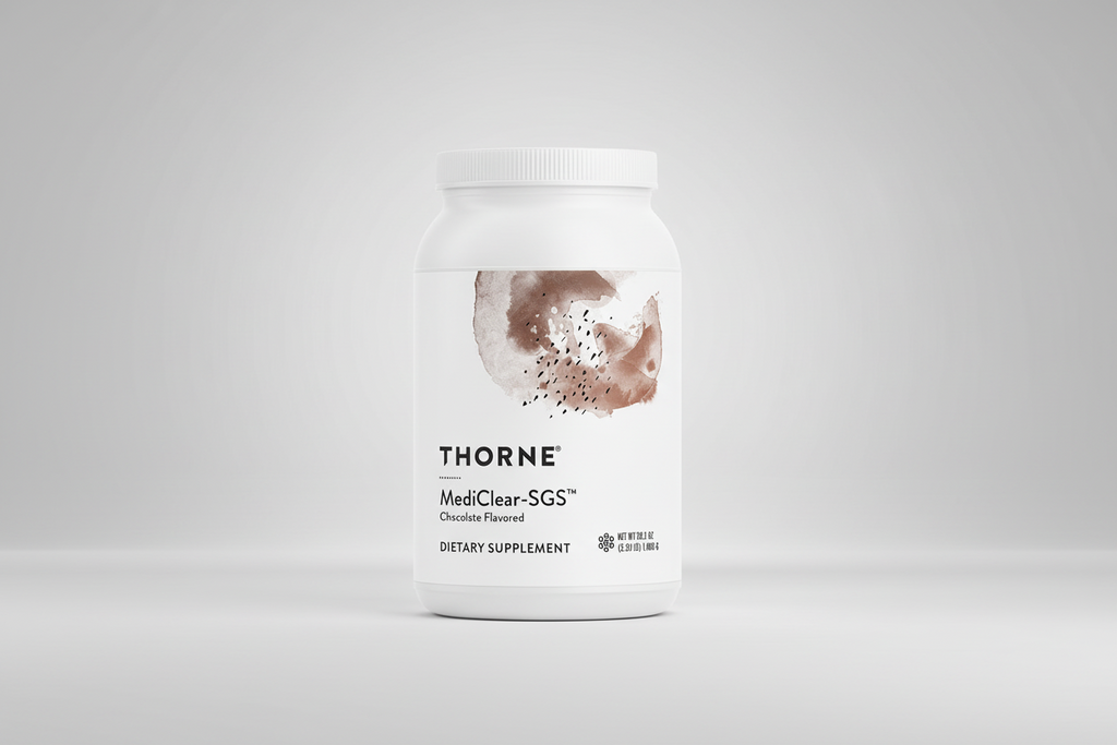 Thorne MediClear-SGS dietary supplement container on a white background