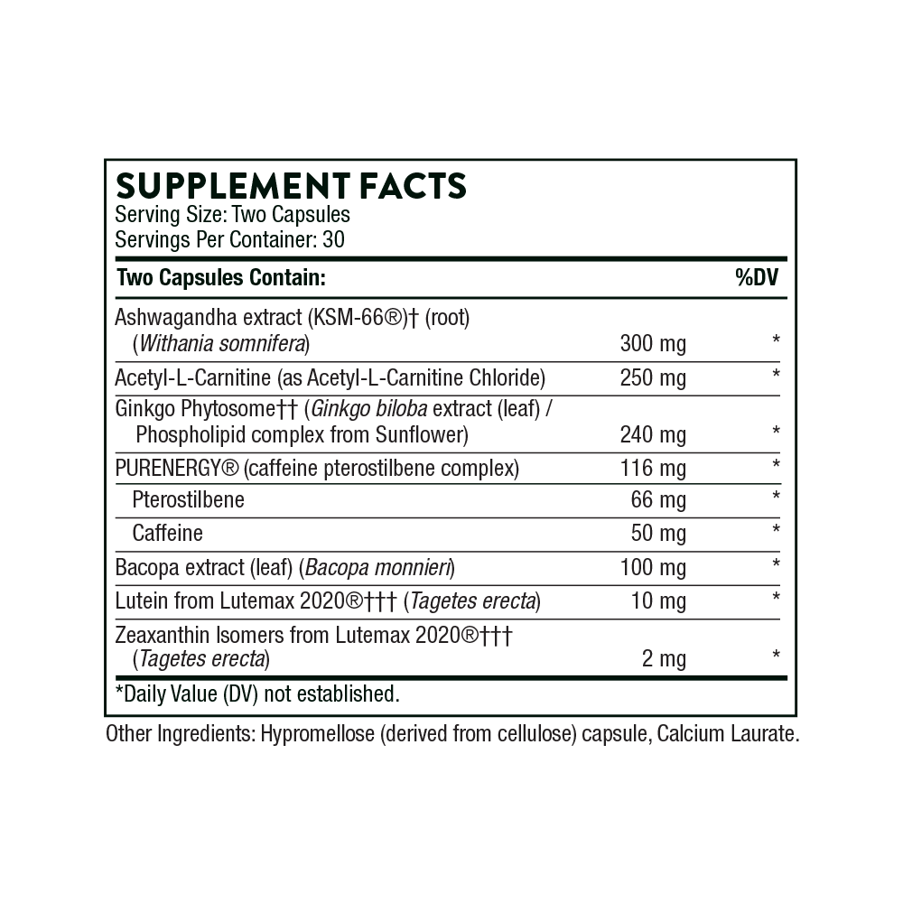 Supplement facts label with detailed ingredient list on a white background