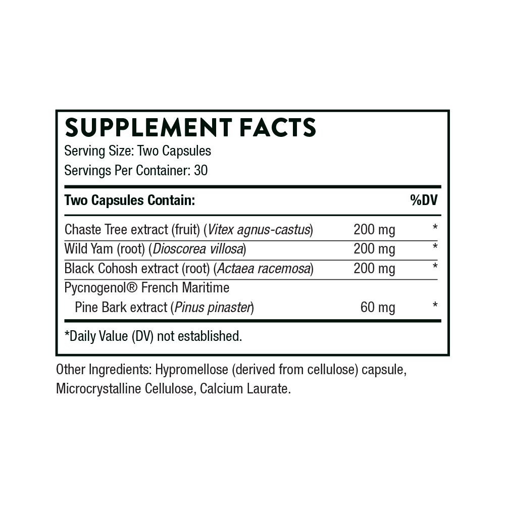 Supplement facts label with detailed ingredient list on a white background