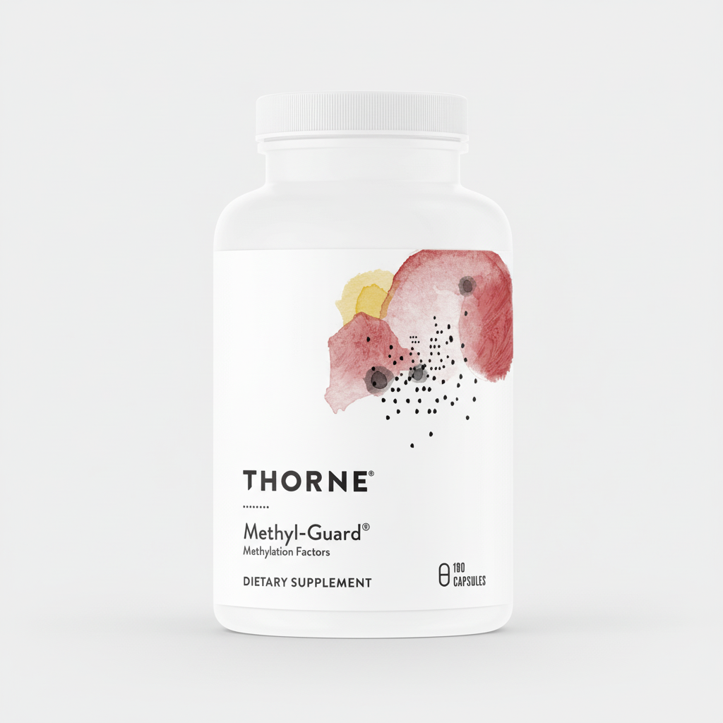 Thorne Methyl-Guard dietary supplement bottle on a white background