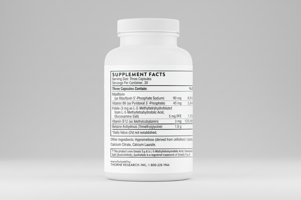 Supplement bottle with label on a white background